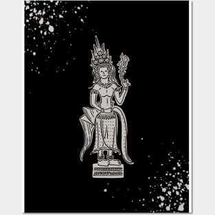 Apsara temple carving design Posters and Art